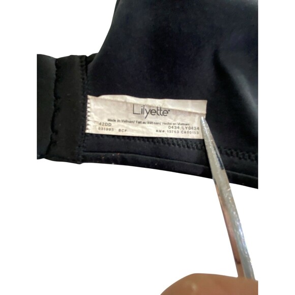 Lilyette Minimizer Bra 42DD Lace Trim Underwire 0434 Black - Picture 9 of 10